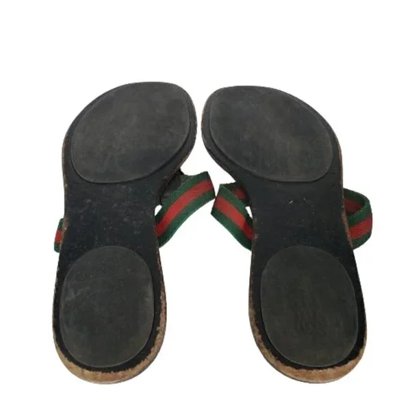 Gucci GG Web Stripe Thong Flip Flop Sandals - Picture 7 of 9